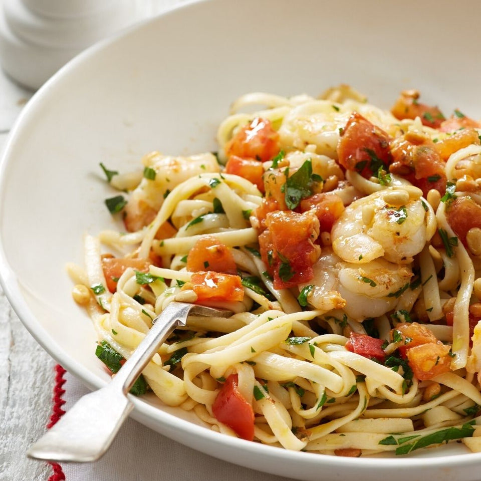 Linguine with Garlic & Chili Prawn 🌶️